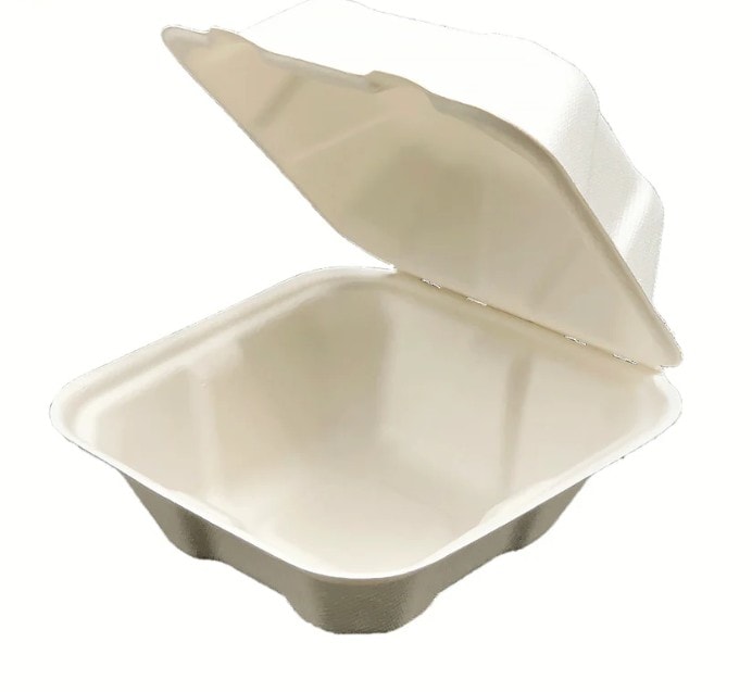 Bagasse Clamshells 6 x 6